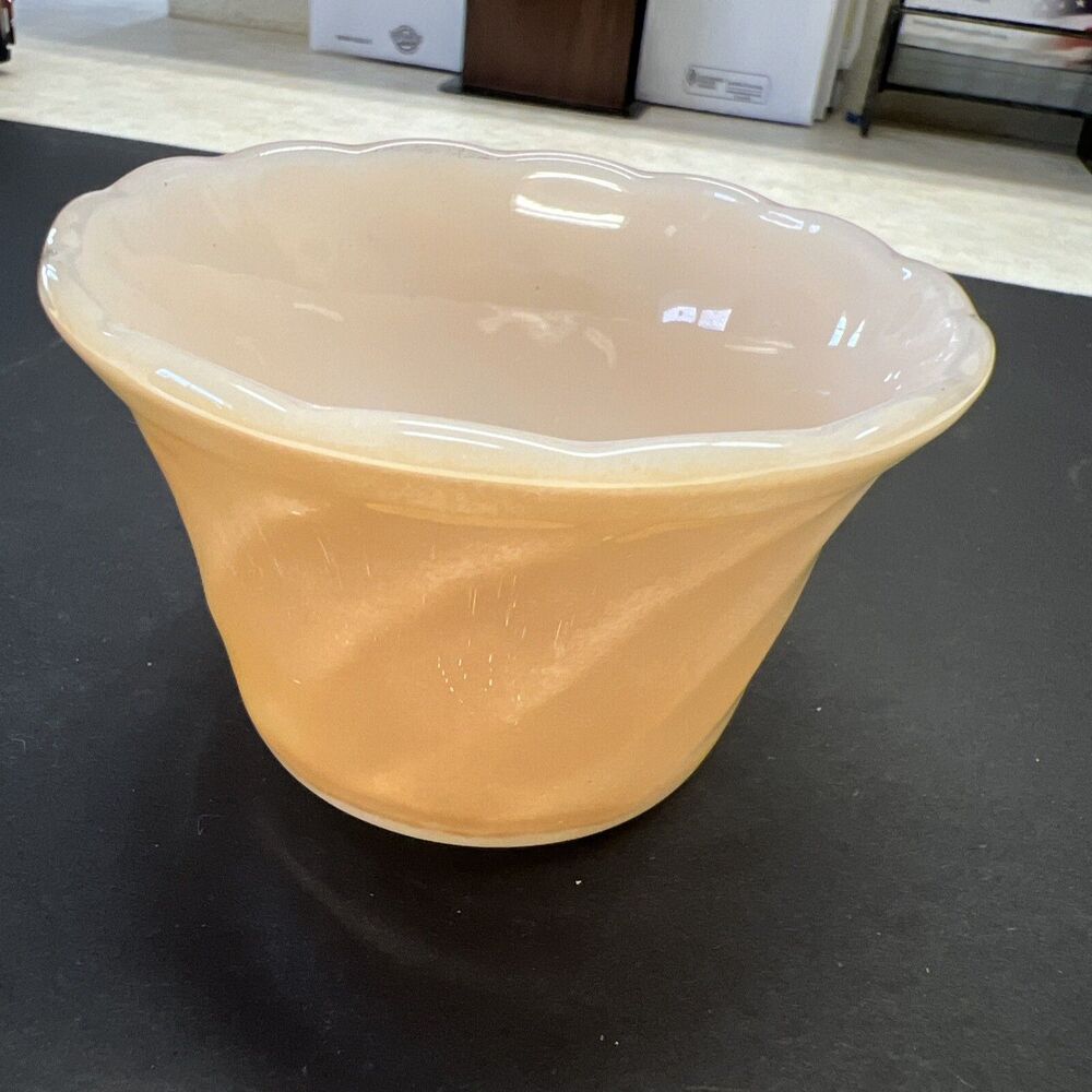 Anchor Hocking Fire King Oven Ware Peach Luster Custard Remakin